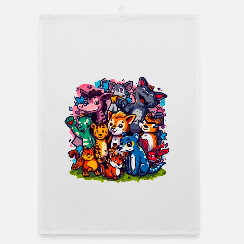 Animals Group Cartoon Colors Organic dish towel