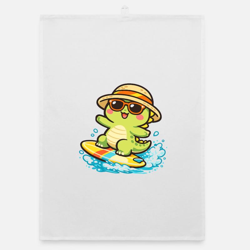 Sunny Surf Turtle Organic dish towel
