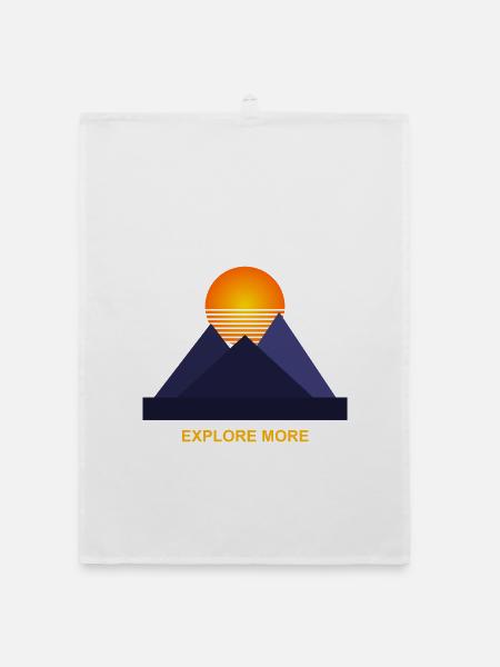Explore More - Geometric Mountain Art - Organic Geschirrtuch - Weiß - Vorne