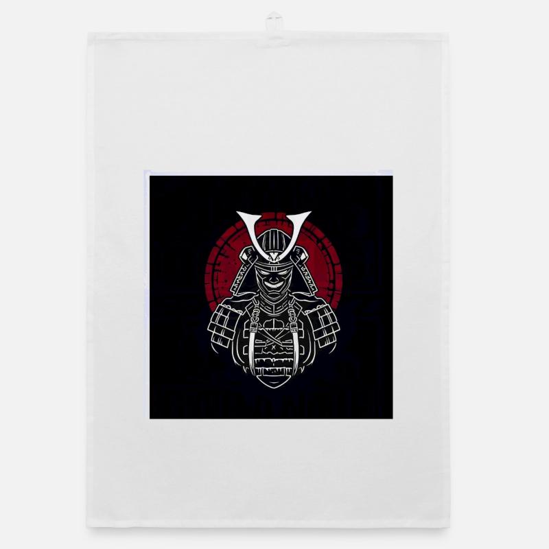 Casque de samouraï avec une crête rouge Torchon bio