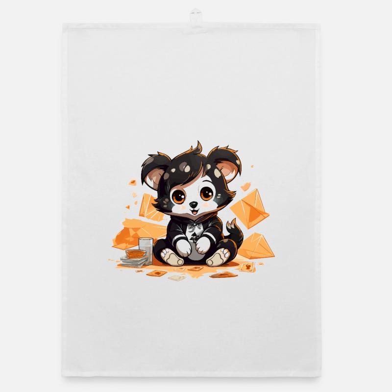 Cuddly panda with a windfall Organic dish towel