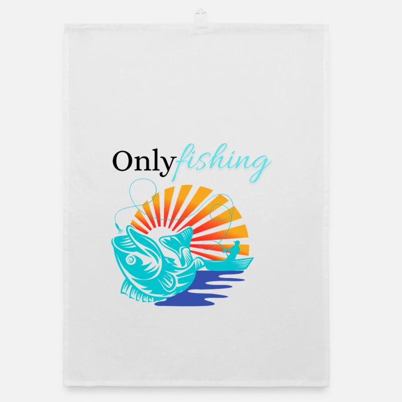 Sunrise Teal Fish at Dawn Organic dish towel