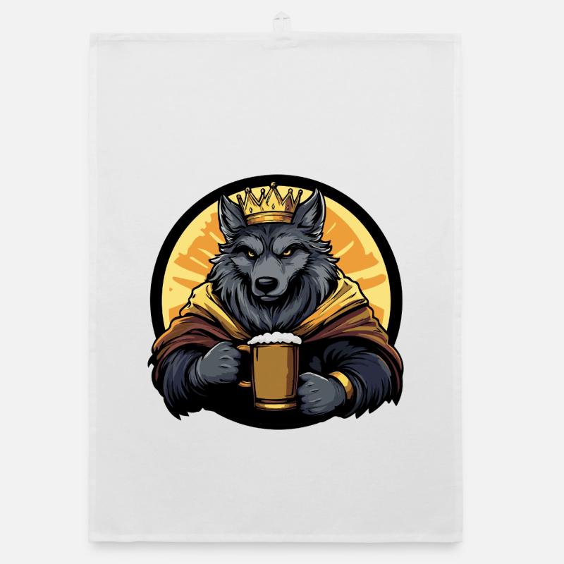 Wolf Beer Funny Organic dish towel