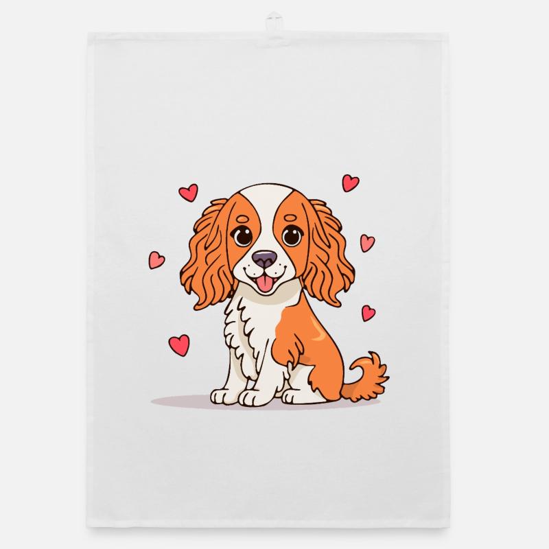 Cavalier Spaniel (Comic) Organic Geschirrtuch