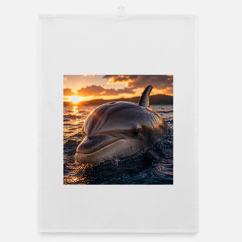 Dauphin au coucher du soleil Torchon bio