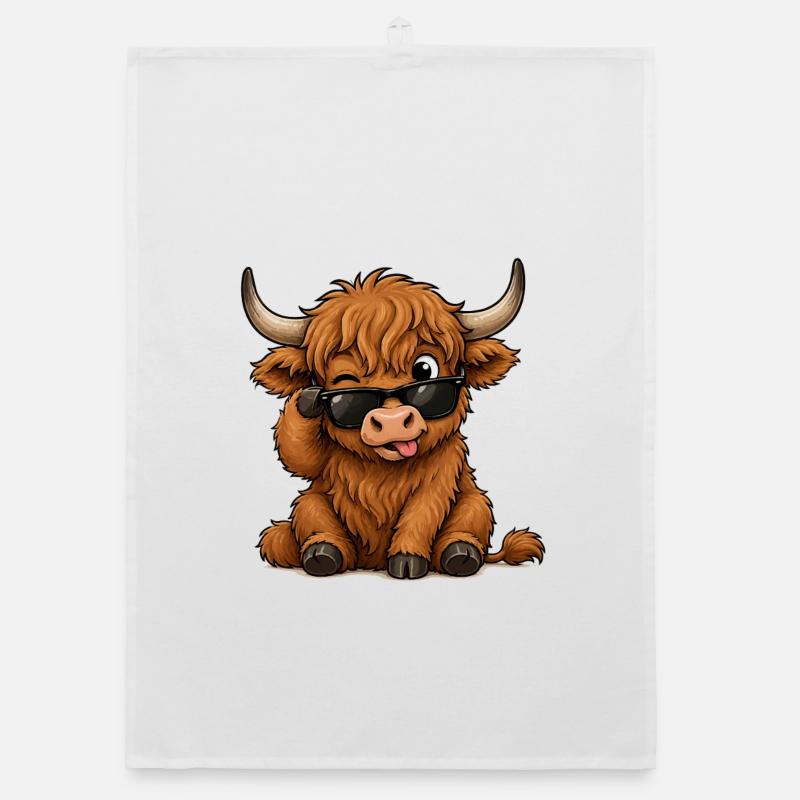 Vache avec lunettes de soleil Torchon bio