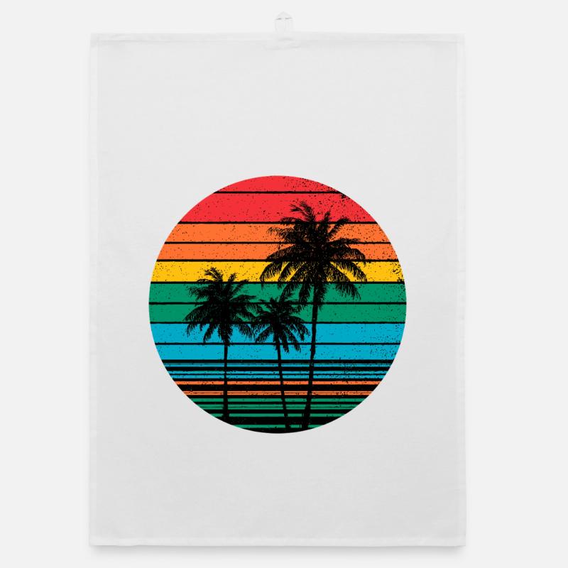 Retro Palm Trees Organic dish towel