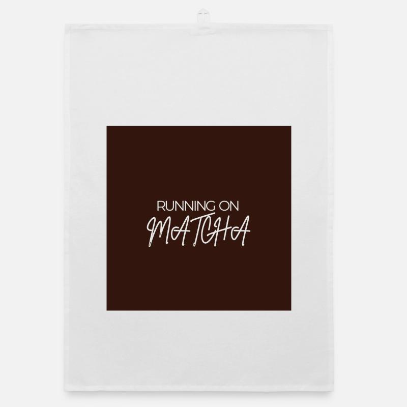 "RUNNING ON MATCHA" Graphic Tee Design - Torchon bio - blanc