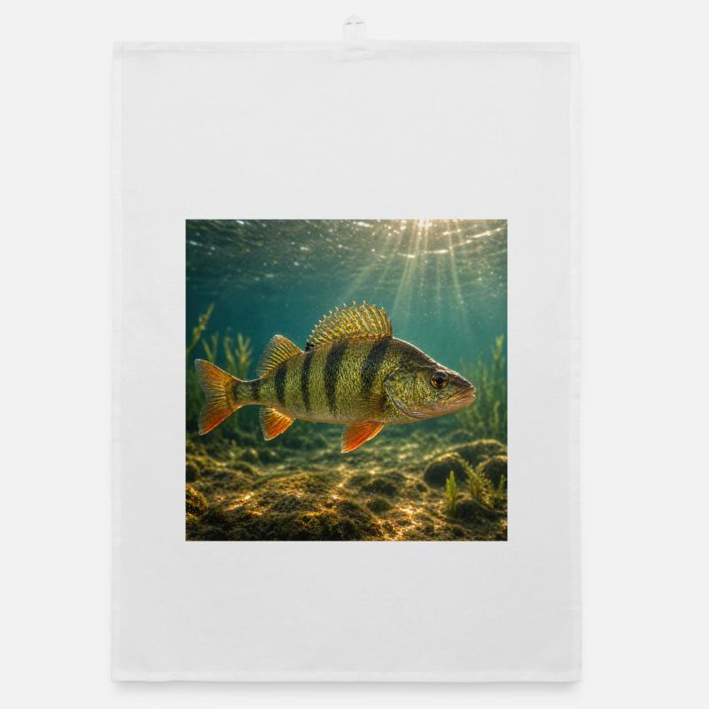 Perch in sunlight underwater Organic dish towel