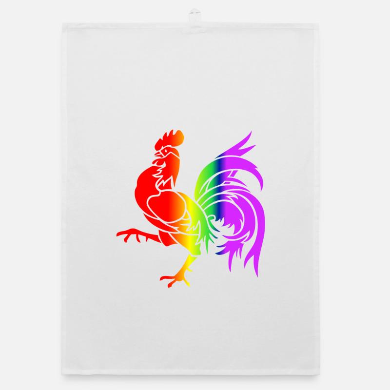 Bunter Regenbogenhahn Organic Geschirrtuch