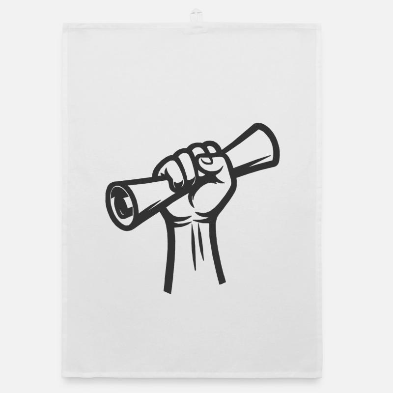 Raised fist on roller Organic dish towel