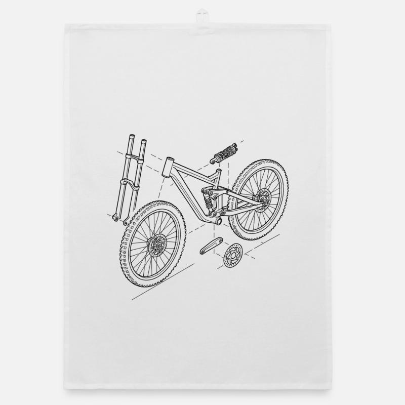 DH-Bike Exploded Drawing: MTB Technique Sketch Organic dish towel