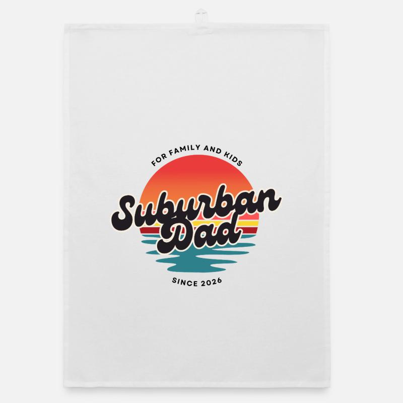 Suburban Dad Retro Sunset Logo Organic dish towel
