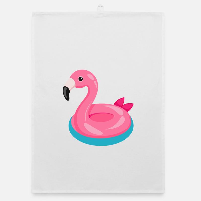 Flamingo Pool Float Organic dish towel
