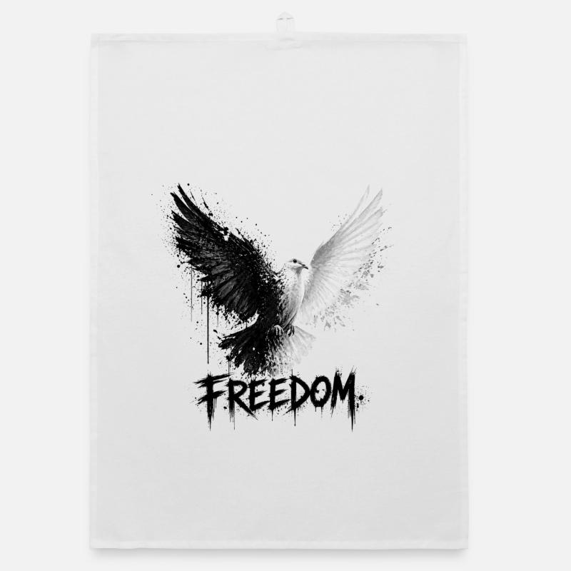 Dualité de la liberté - Torchon bio - blanc