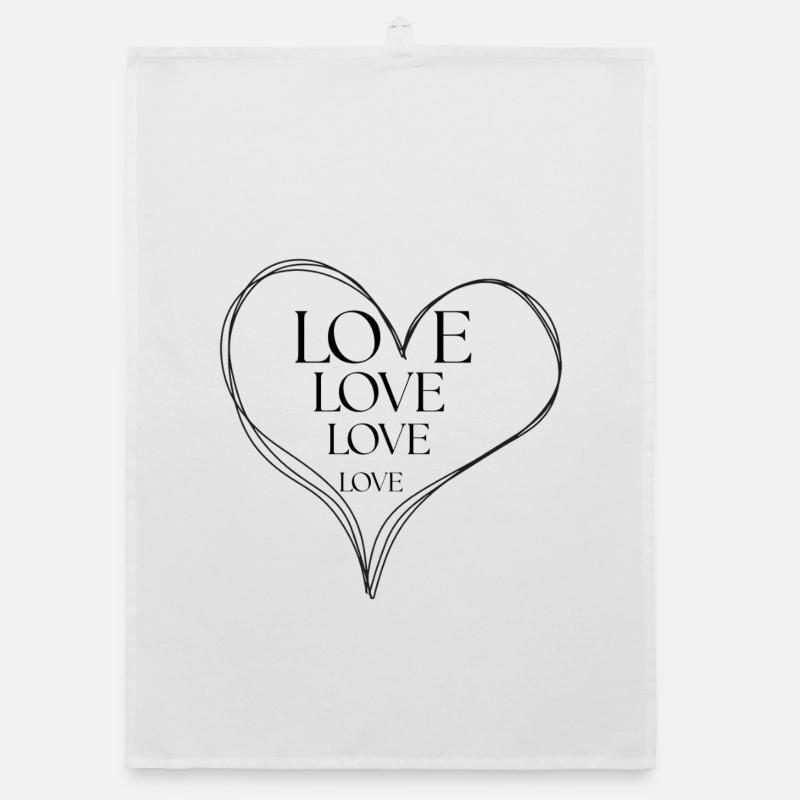 Line Heart Sketch Organic dish towel