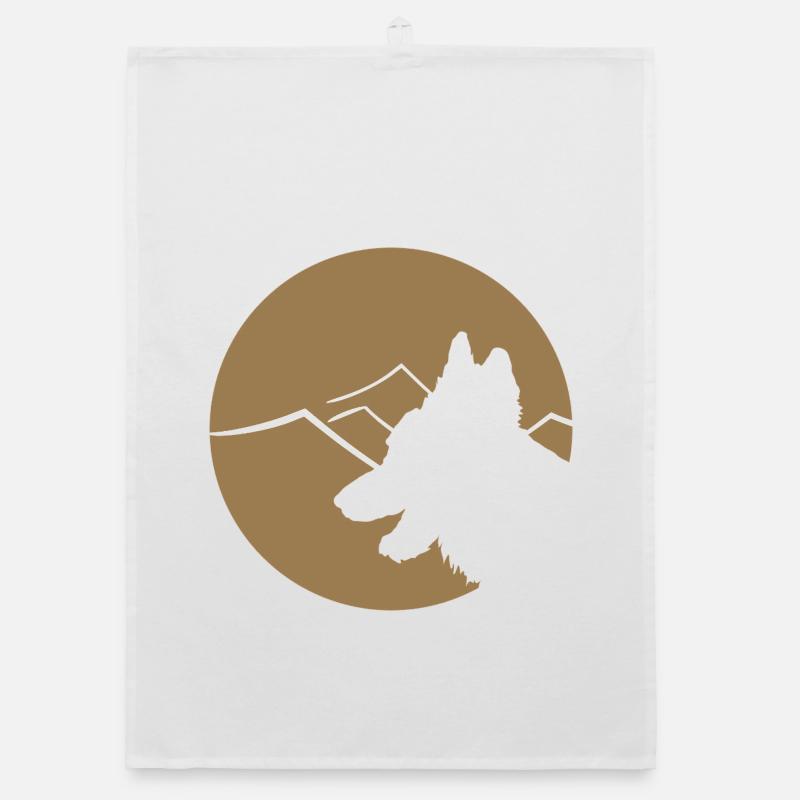 German Shepherd silhouette in circle Organic dish towel