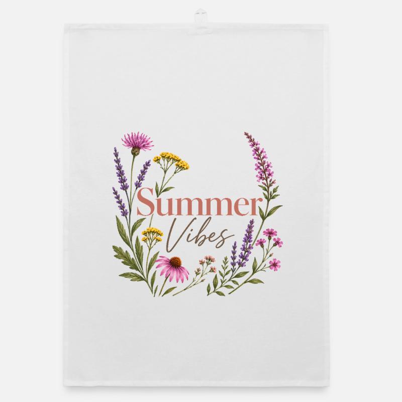 Couronne de fleurs Summer Vibes - Torchon bio - blanc