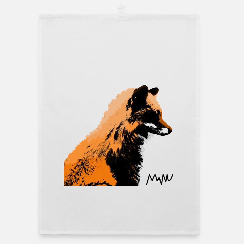 renard - Torchon bio - blanc