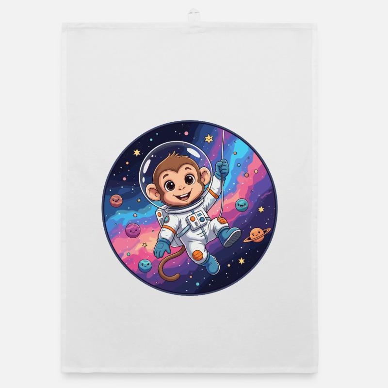 Monkey Astronaut in Star Space Organic dish towel