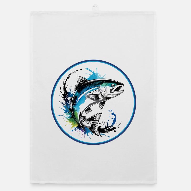 Springender Lachs Organic Geschirrtuch