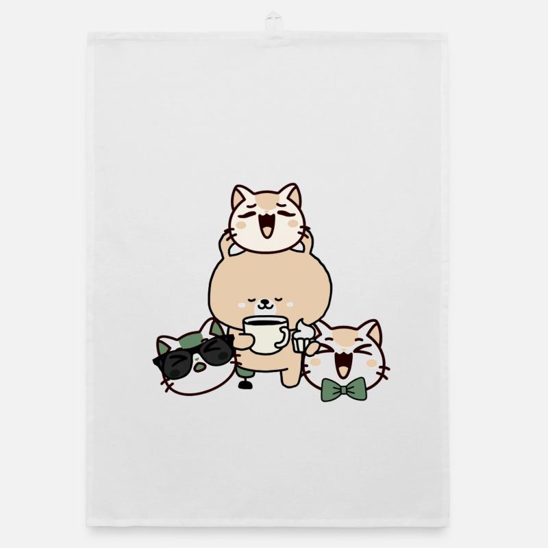 Cute Bear with Leg Prosthetic, Coffee and Cupcake Organic dish towel