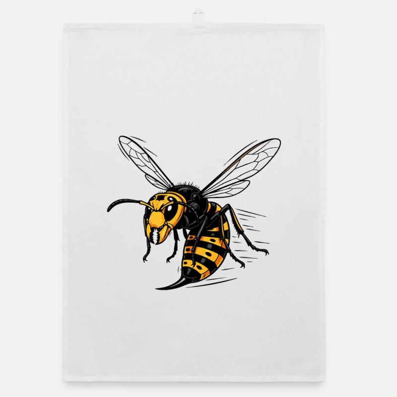 Frelon Géant Danger Sting Giant Hornet Noir Torchon bio