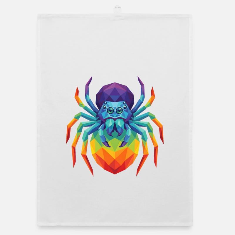 Vibrant Geometric Jumping Spider Pop Art Organic dish towel