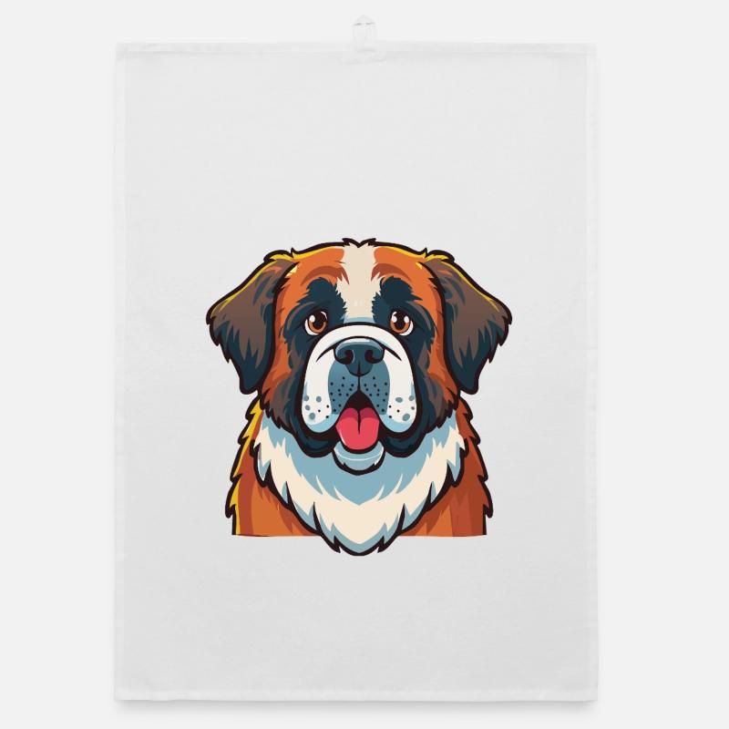 St. Bernard (portrait/comic) Organic dish towel