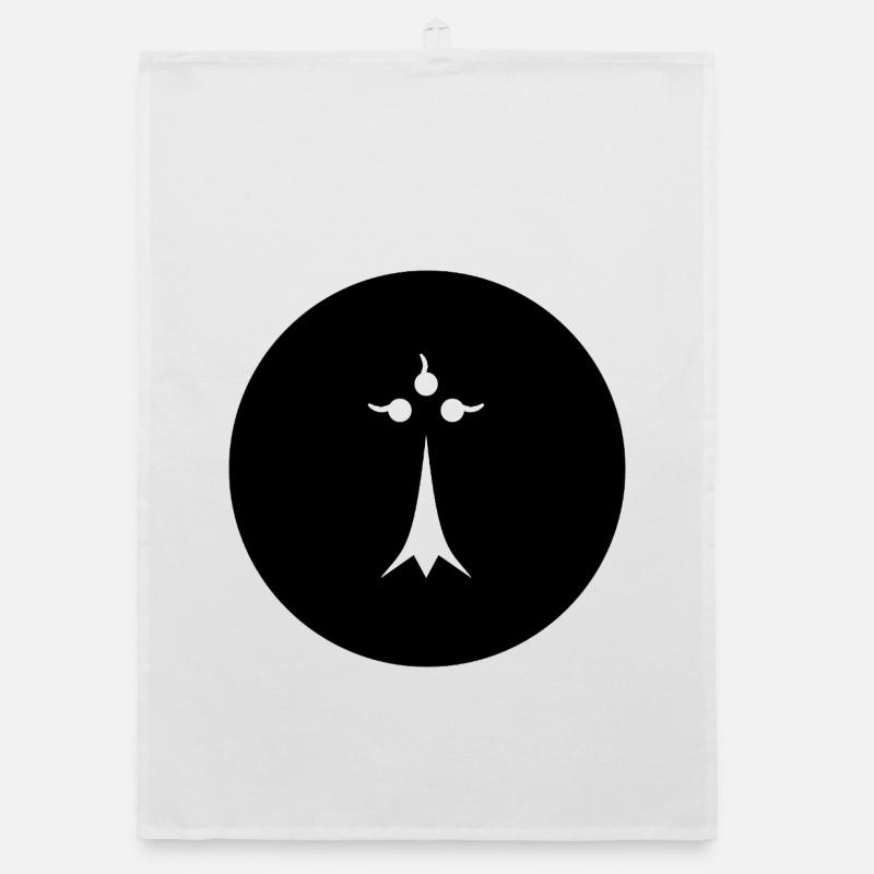 White ermine on black background Organic dish towel