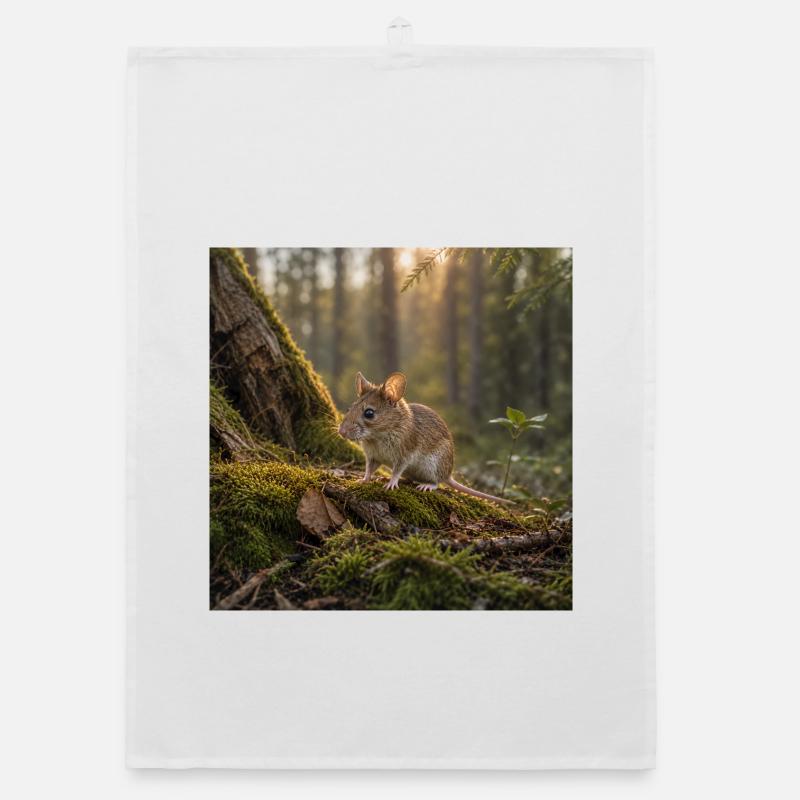 Forest mouse / mouse in evening sun Organic dish towel