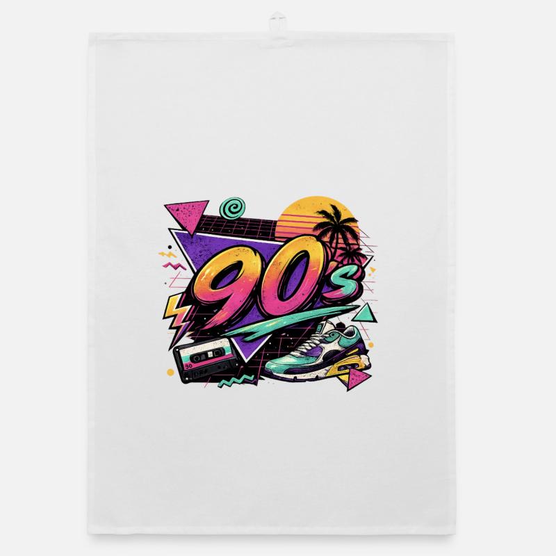 90er Neon Retro Sneaker Design Organic Geschirrtuch