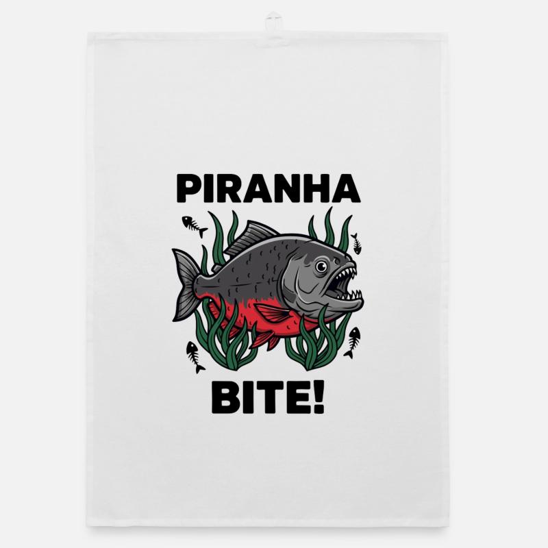 Piranha Rouge Morsure Bite Fish Torchon bio