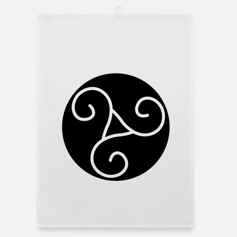 White Triskel on Black Organic dish towel