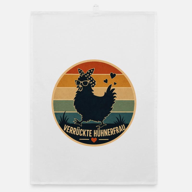 Hühnerfrau Retro Organic Geschirrtuch