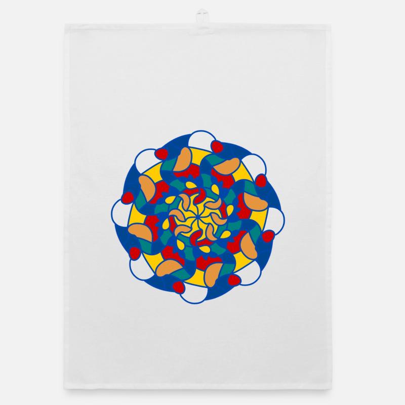 Helles Kaleidoskop-Mandala Organic Geschirrtuch