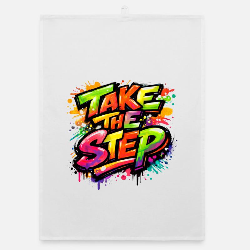Take_the_Step - Organic dish towel - white