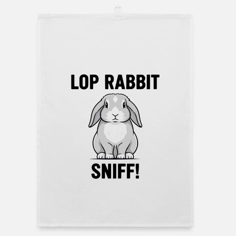 Ram Rabbit Sniff Lop Rabbit Grey Organic Geschirrtuch