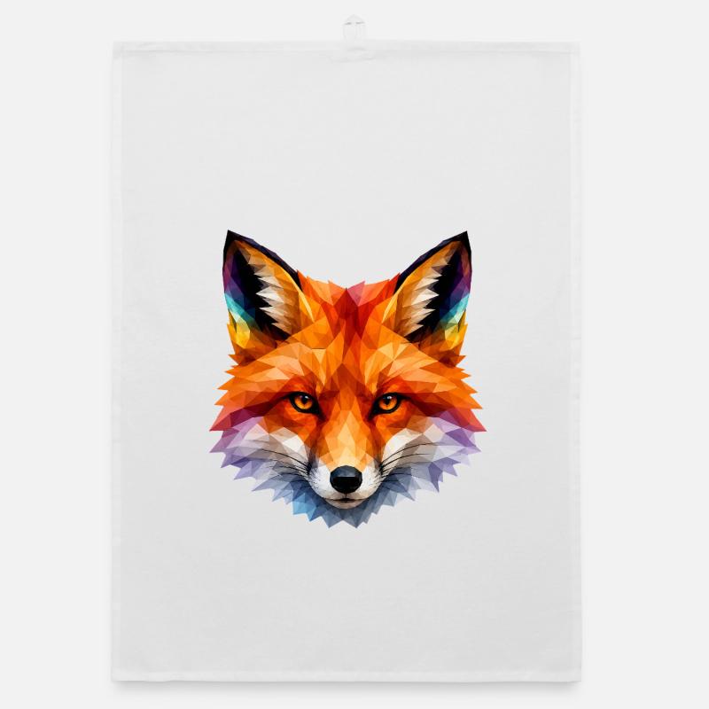 Colored Polygon Fox Head Organic dish towel