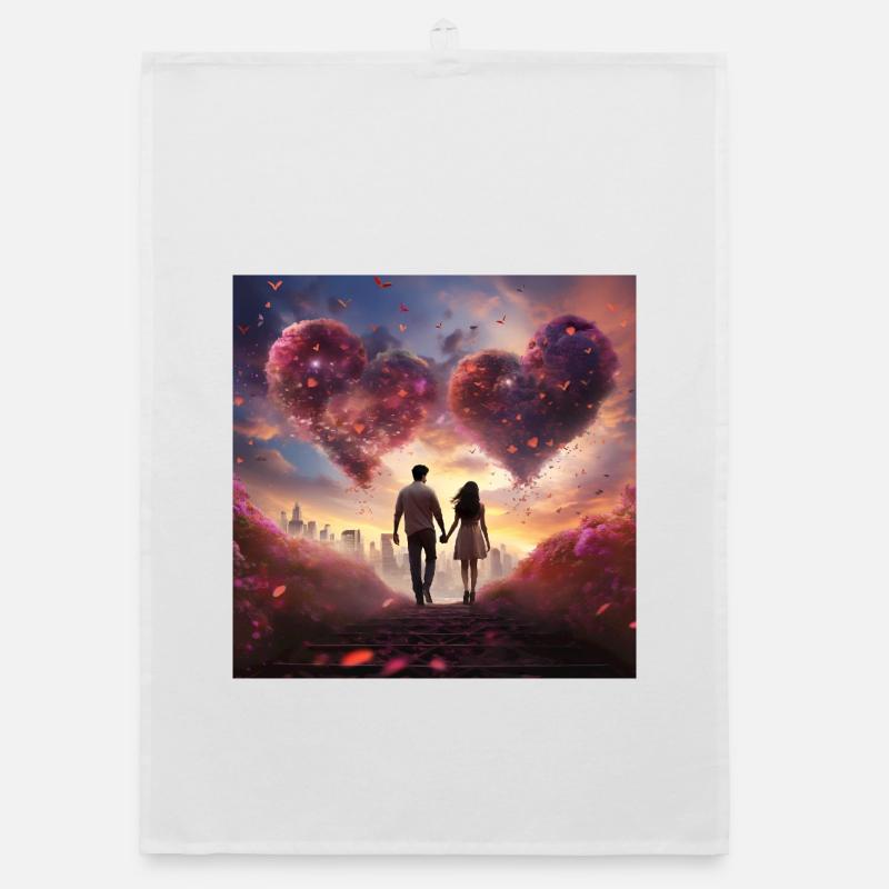 Heart cloud in evening light Organic dish towel
