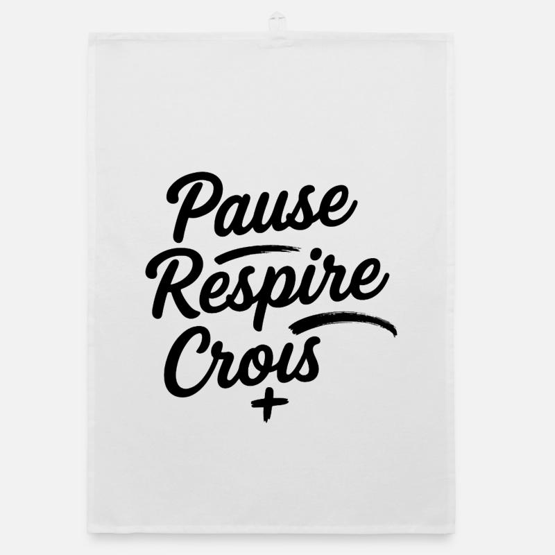 Pause Respire Crois Script Torchon bio
