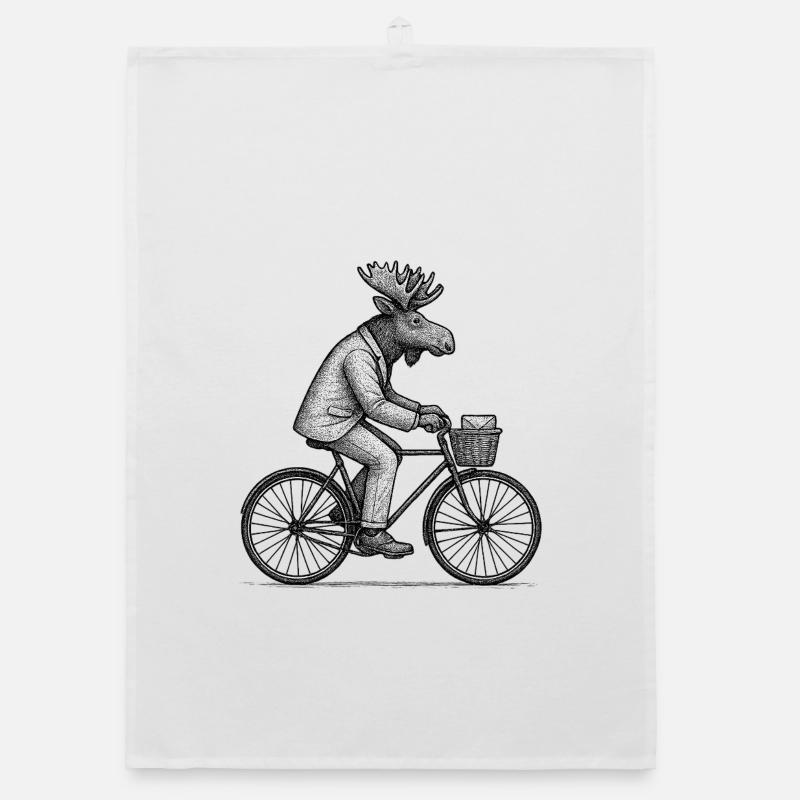 Elch im Anzug Radfahren Organic Geschirrtuch