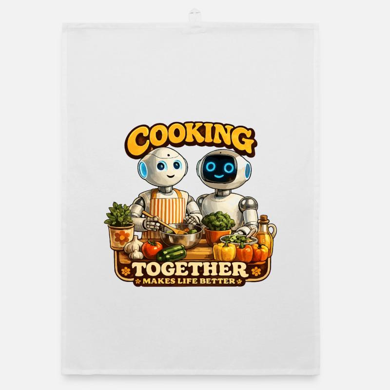 Robots cook together Organic dish towel