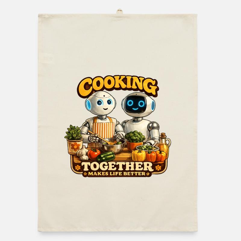 Roboter kochen gemeinsam Organic Geschirrtuch