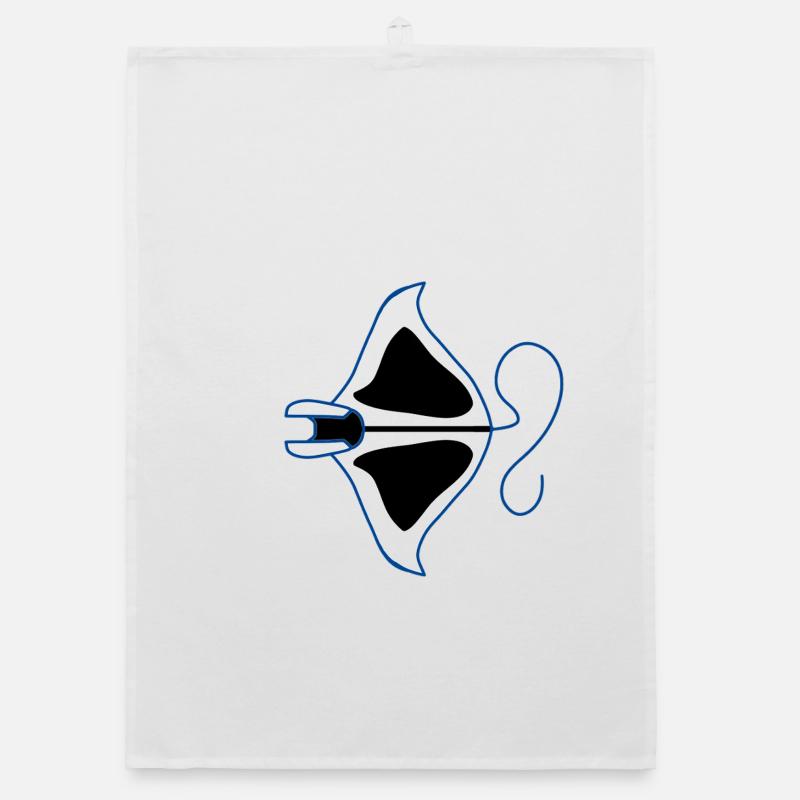 Silhouette manta bleu outline - Torchon bio - blanc