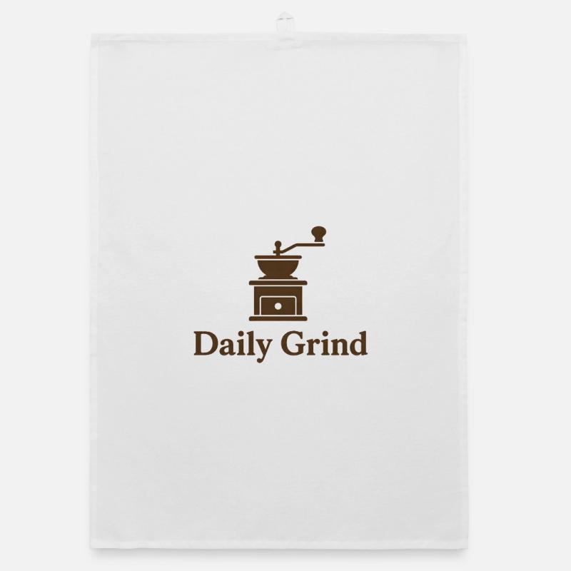 Daily Grind - Coffee Grinder Coffee Logo Saying Organic dish towel