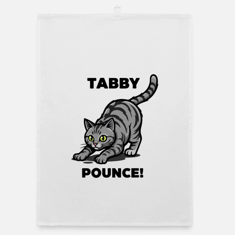 Tigerkatze Tabby springt Katzenjagd Organic Geschirrtuch