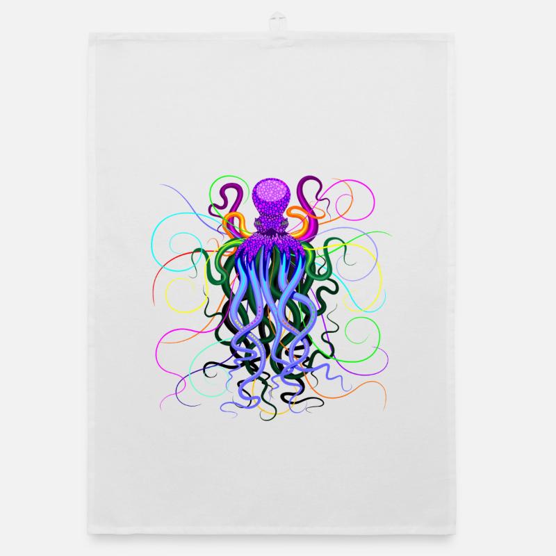 Octopus Trippy Psychedelic Deep Ocean Creature Organic dish towel