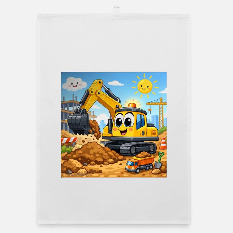 Fröhlicher Baubagger  Organic Geschirrtuch