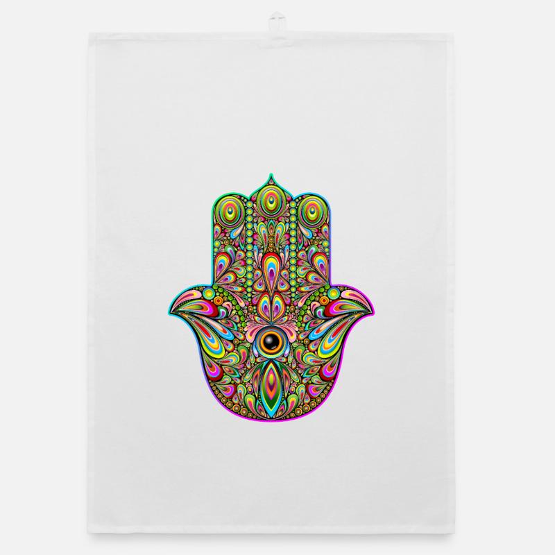Hamsa Hand Psychedelic Art Psychédélique Torchon bio